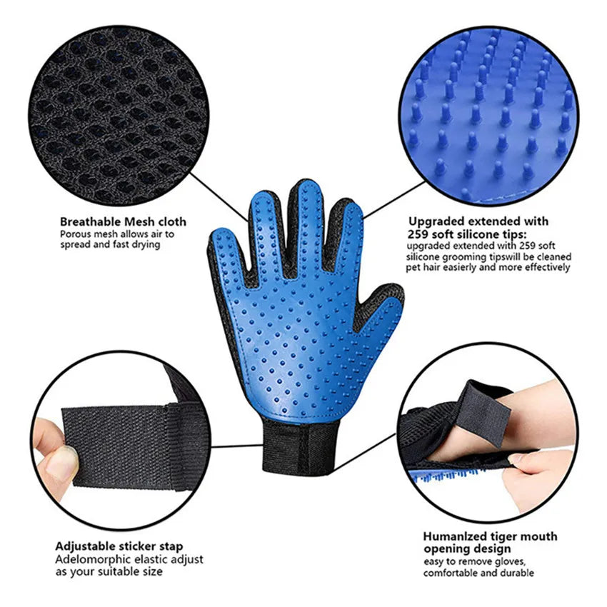 Pet Grooming Glove – Deshedding Hair Brush for Dogs & Cats