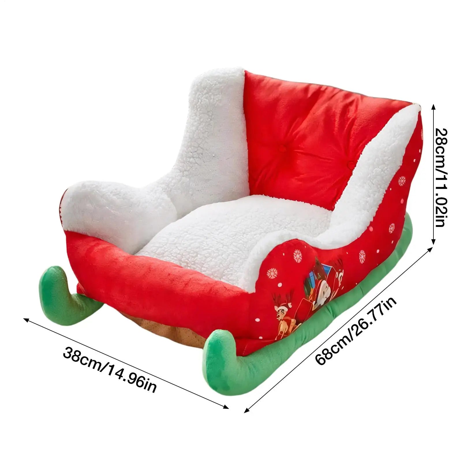 Christmas Sled-Shaped Dog & Cat Bed | Festive Plush Santa Pet Nest