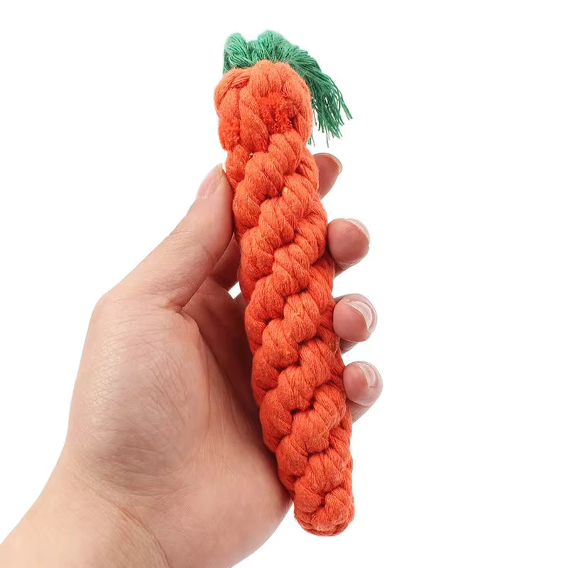 Cotton Rope Carrot Dog Toy – Durable Chew & Bite-Resistant Puppy Toy