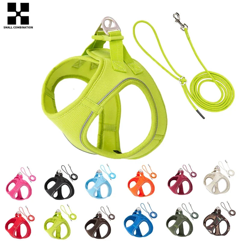 Adjustable Dog Harness & Leash Set – Reflective Vest for Small & Medium Dogs