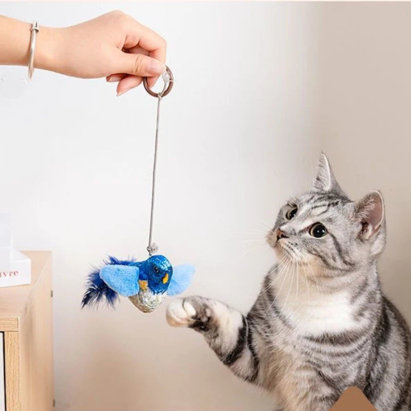 Interactive Cat Bird Toy | Catnip Plush Teaser with Realistic Sound