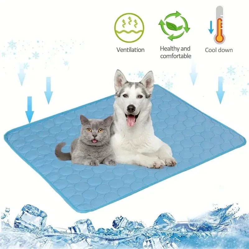 Summer Cooling Pet Mat – Ice Silk Bed for Dogs & Cats, Small to Large