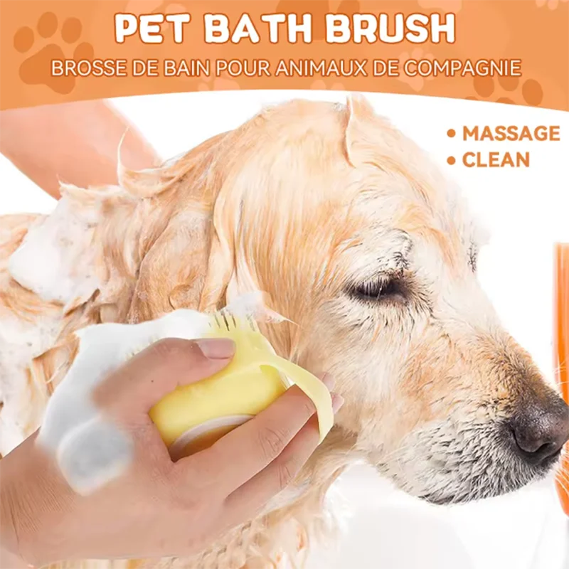 Pet Bath Massage Brush – Soft Silicone Grooming Tool for Dogs & Cats