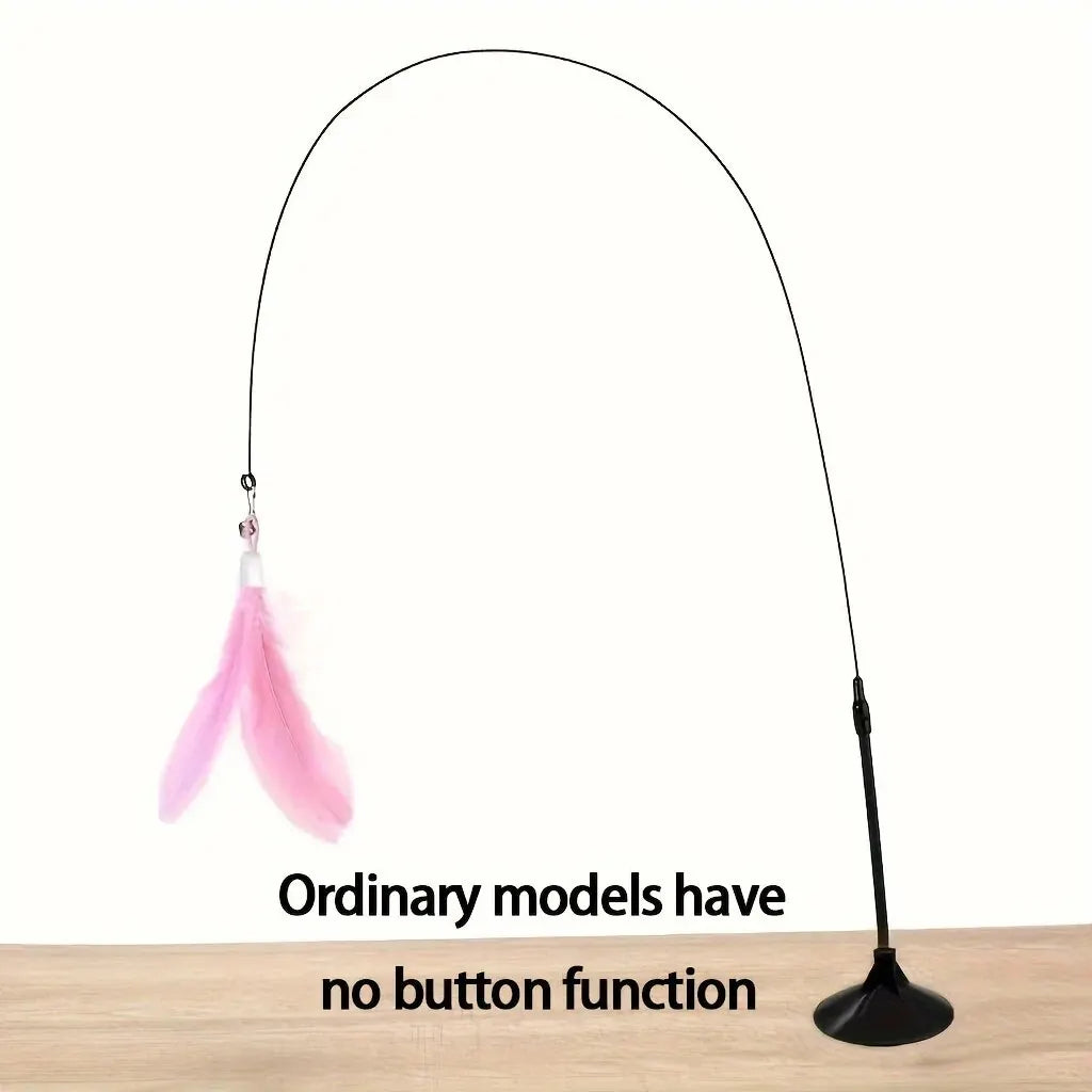 Interactive Cat Teaser Wand | Feather & Bell Toy with Suction Cup Pole