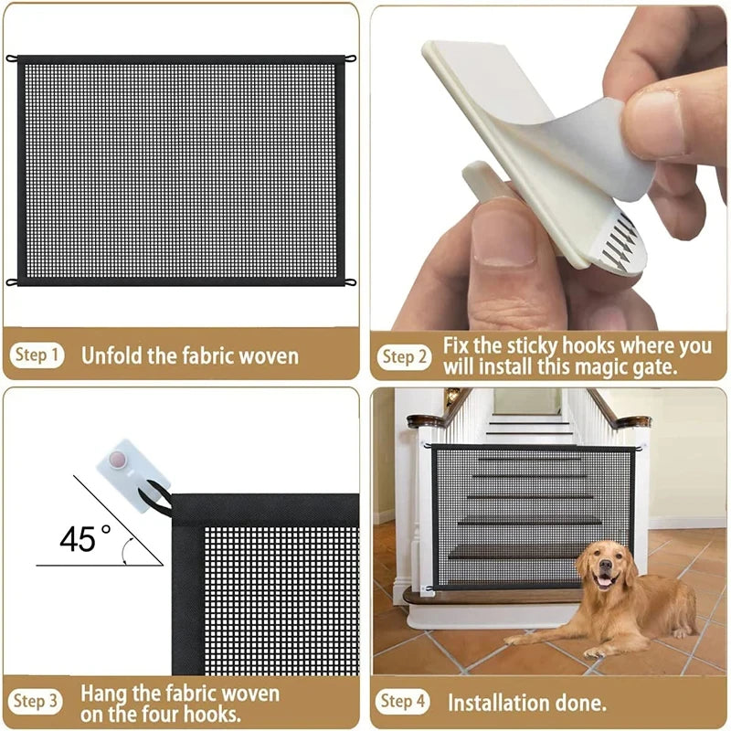 Portable Dog Safety Gate – Breathable Mesh Barrier for Stairs & Play Areas