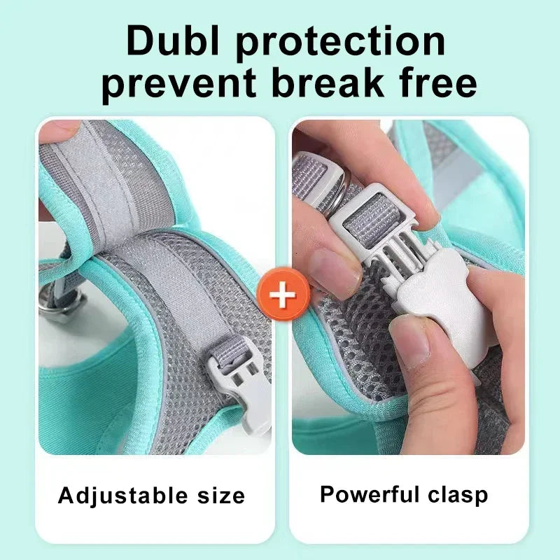 Small Dog Harness & Leash Set – Adjustable Reflective Vest for Chihuahuas & Pugs