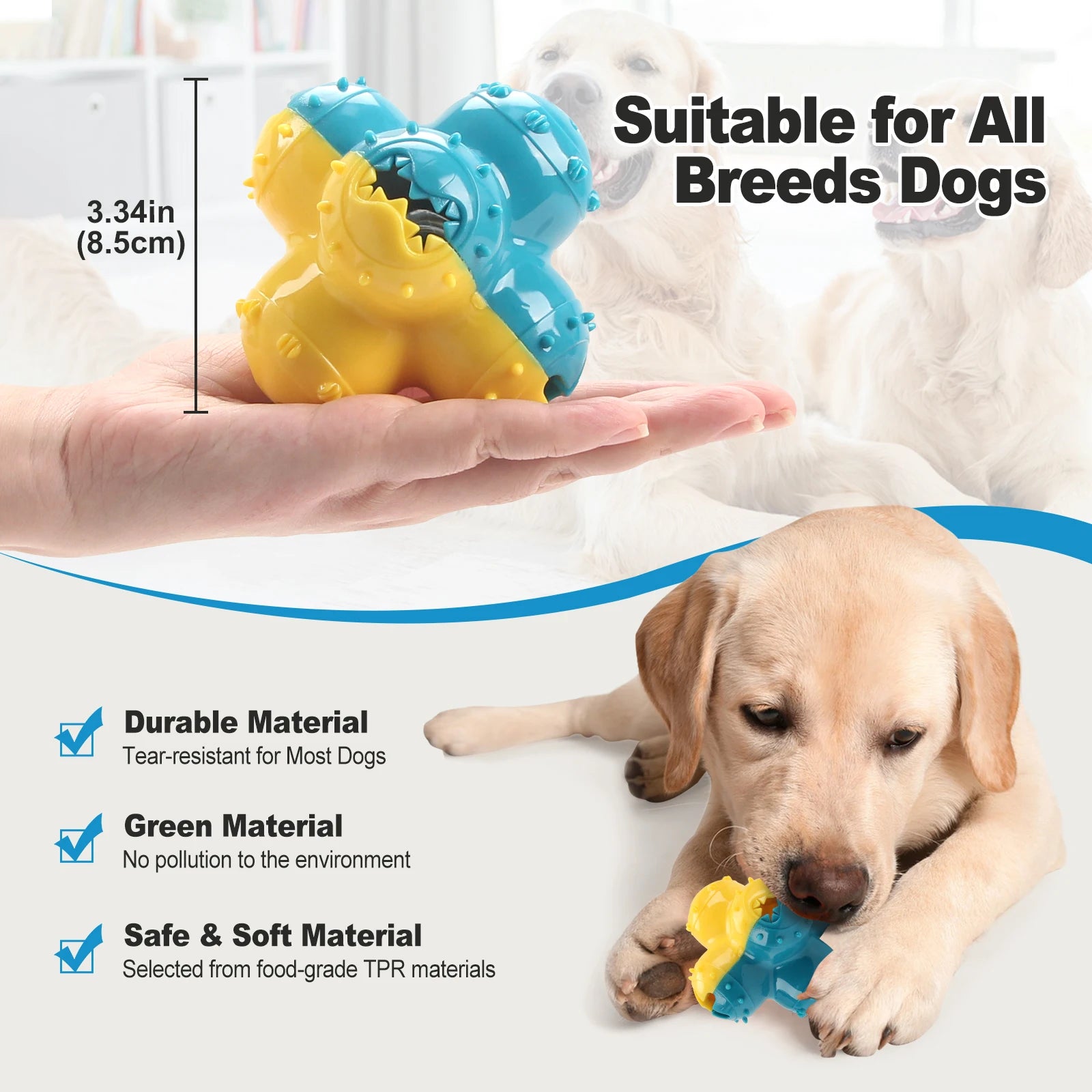 Interactive Dog Chew Toy Ball | Teeth-Cleaning, Sound & Treat Dispenser for Dogs