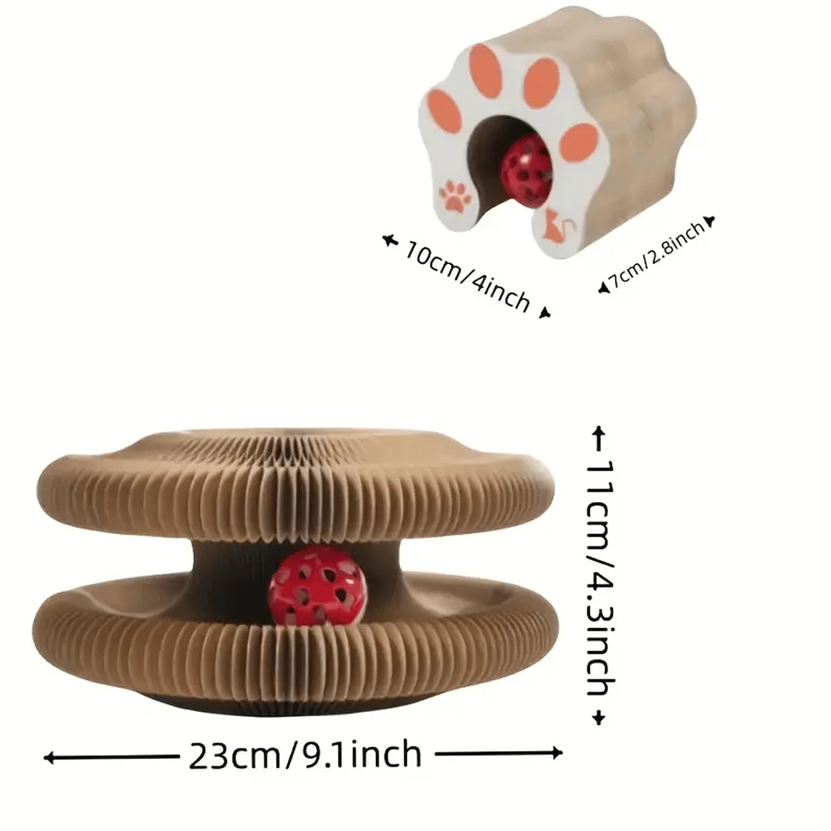 Foldable Cat Scratcher – Multi-Level Cardboard Toy with Bell & Catnip for Kittens
