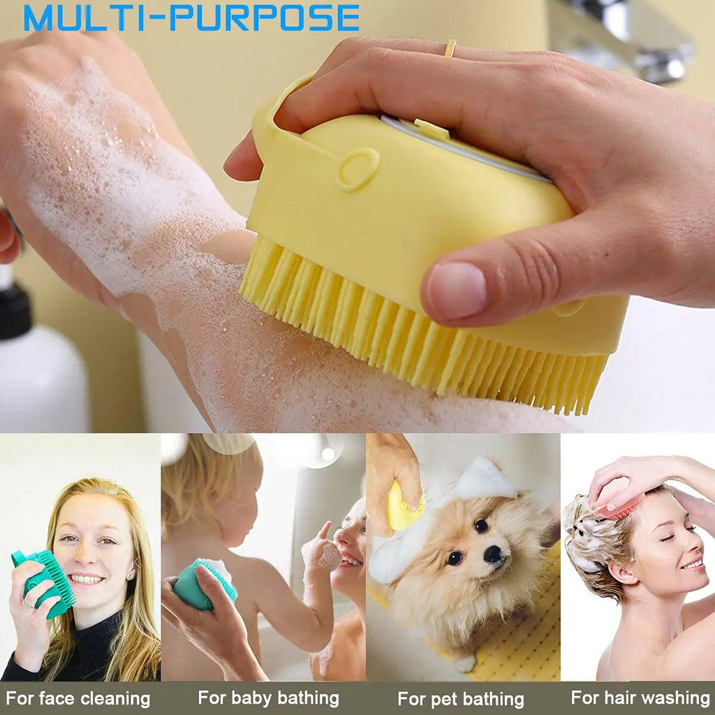 Dog & Cat Bath Brush – Silicone Massage & Shampoo Dispenser