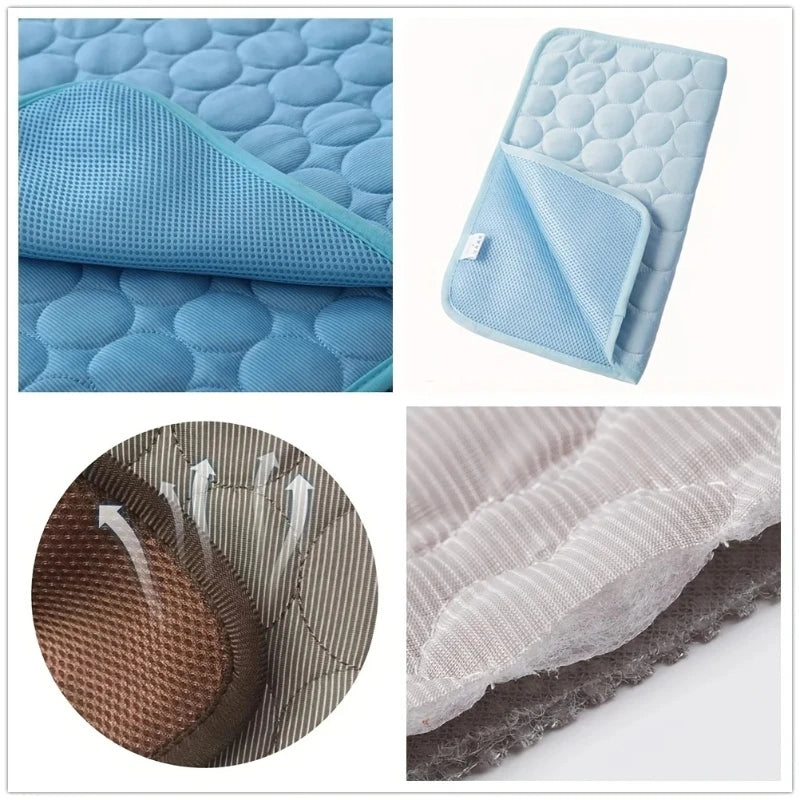 Summer Cooling Pet Mat – Ice Silk Bed for Dogs & Cats, Small to Large