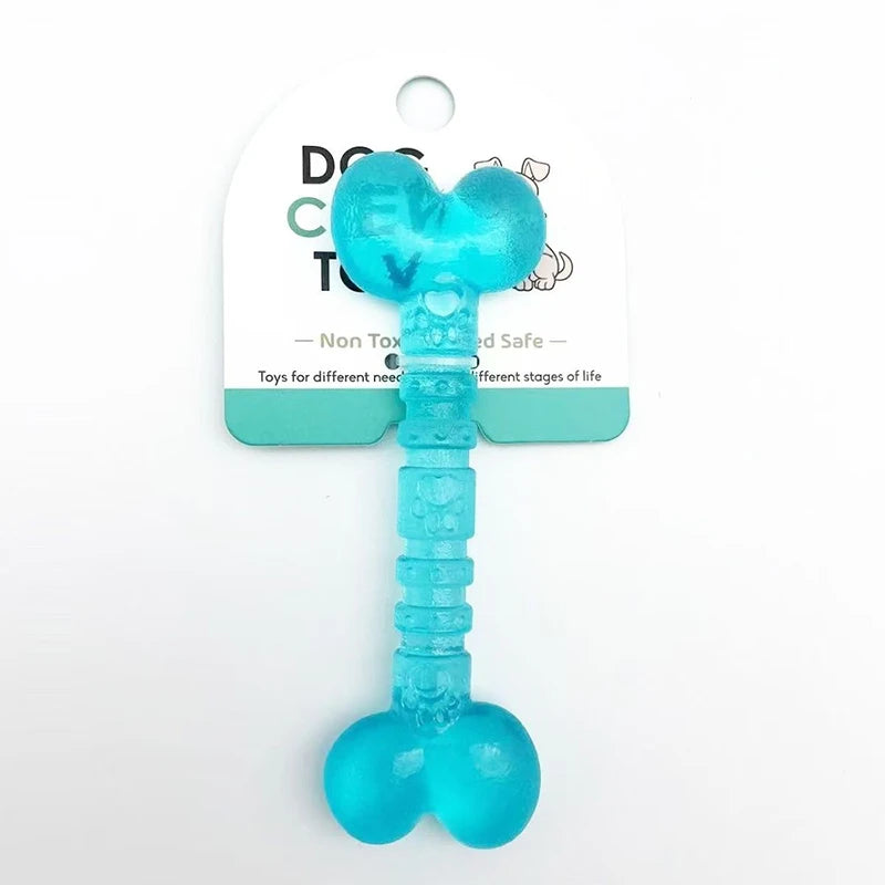Interactive Rubber Dog Toys | Bite-Resistant Chew Bones & Rings for Small Dogs