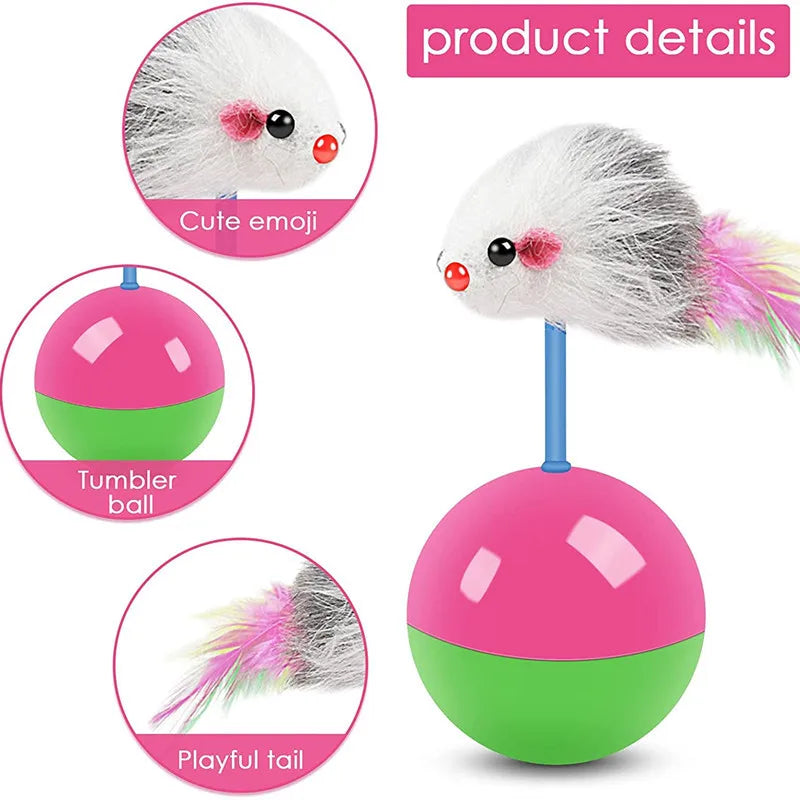 Interactive Cat & Dog Mouse Toy | Self-Righting Teaser for Play & Exercise