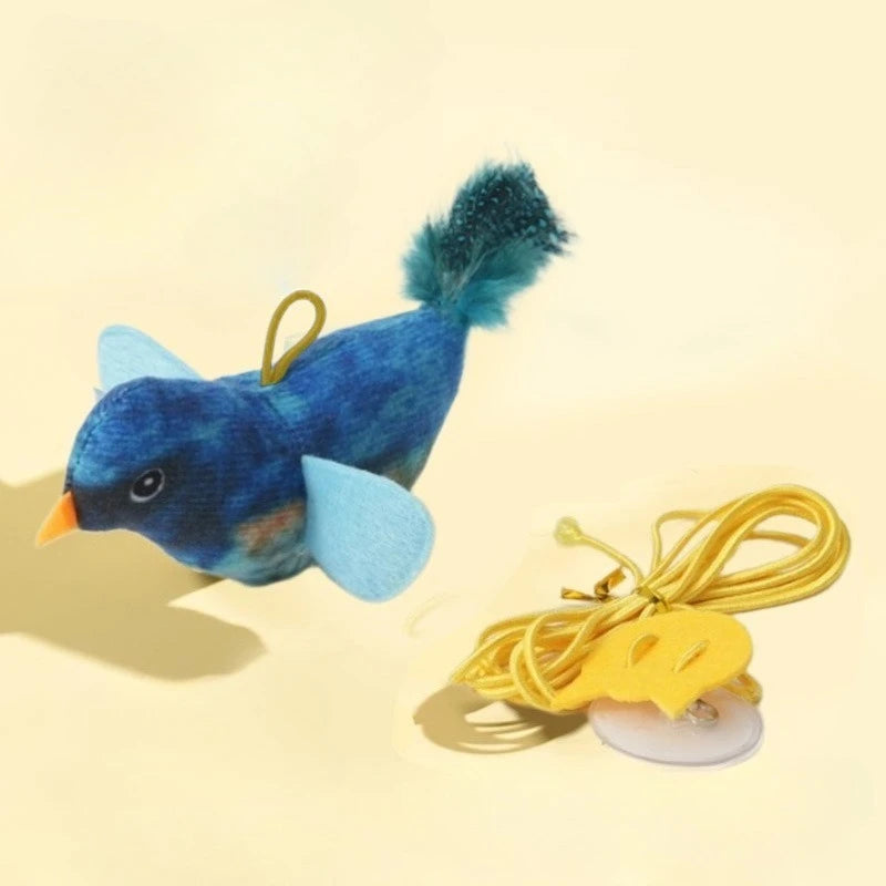 Interactive Cat Bird Toy | Catnip Plush Teaser with Realistic Sound