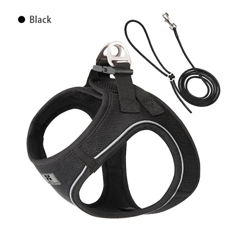 Adjustable Dog Harness & Leash Set – Reflective Vest for Small & Medium Dogs