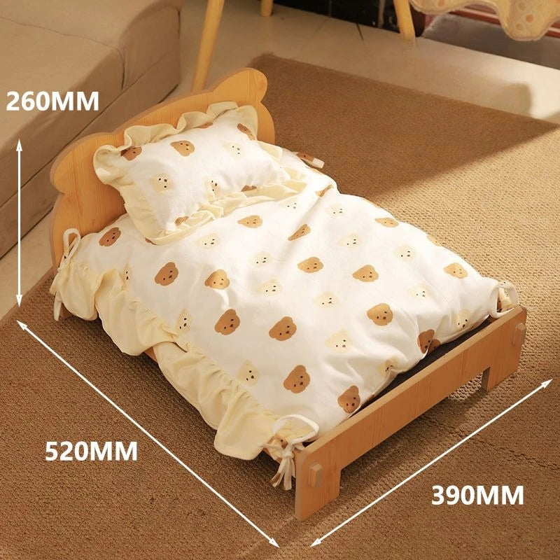 Wooden Cat Bed – Removable & Washable Four-Season Cozy Pet Bed