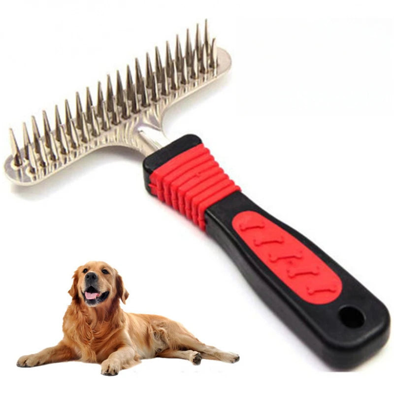 Deshedding Grooming Rake – Detangling Comb for Long-Haired Dogs