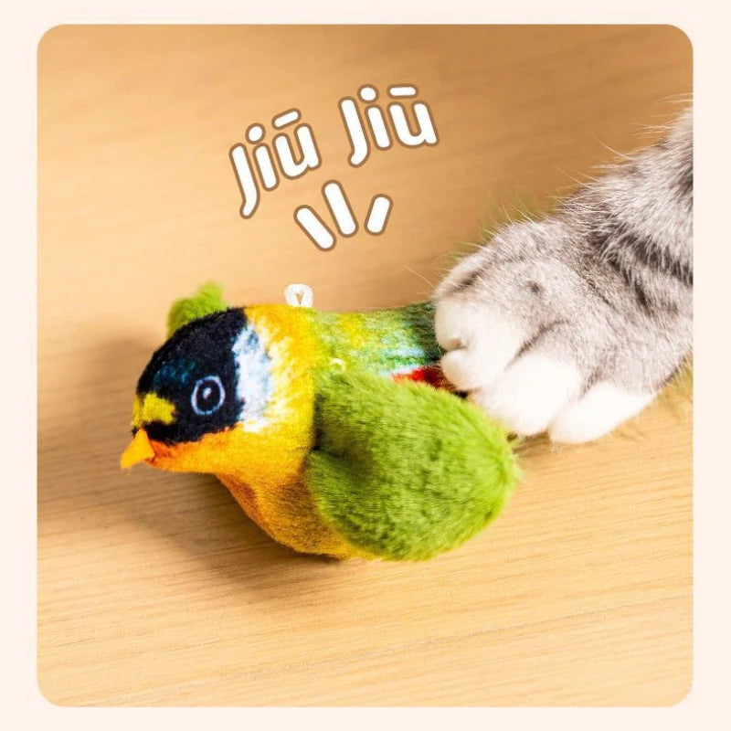 Interactive Cat Bird Toy | Catnip Plush Teaser with Realistic Sound