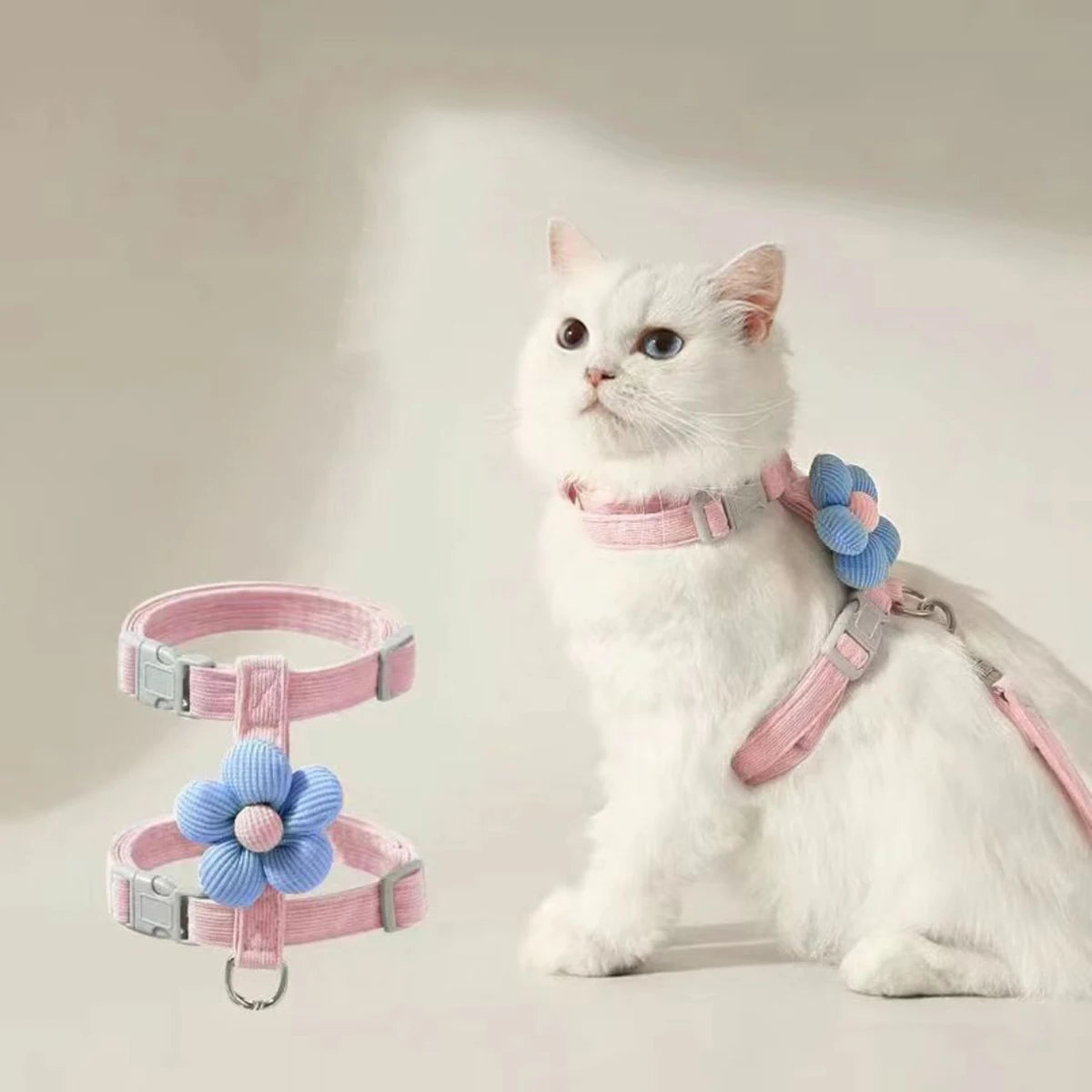 Adjustable Cat Harness & Leash Set – Breathable Pet Walking Strap for Small Cats & Dogs