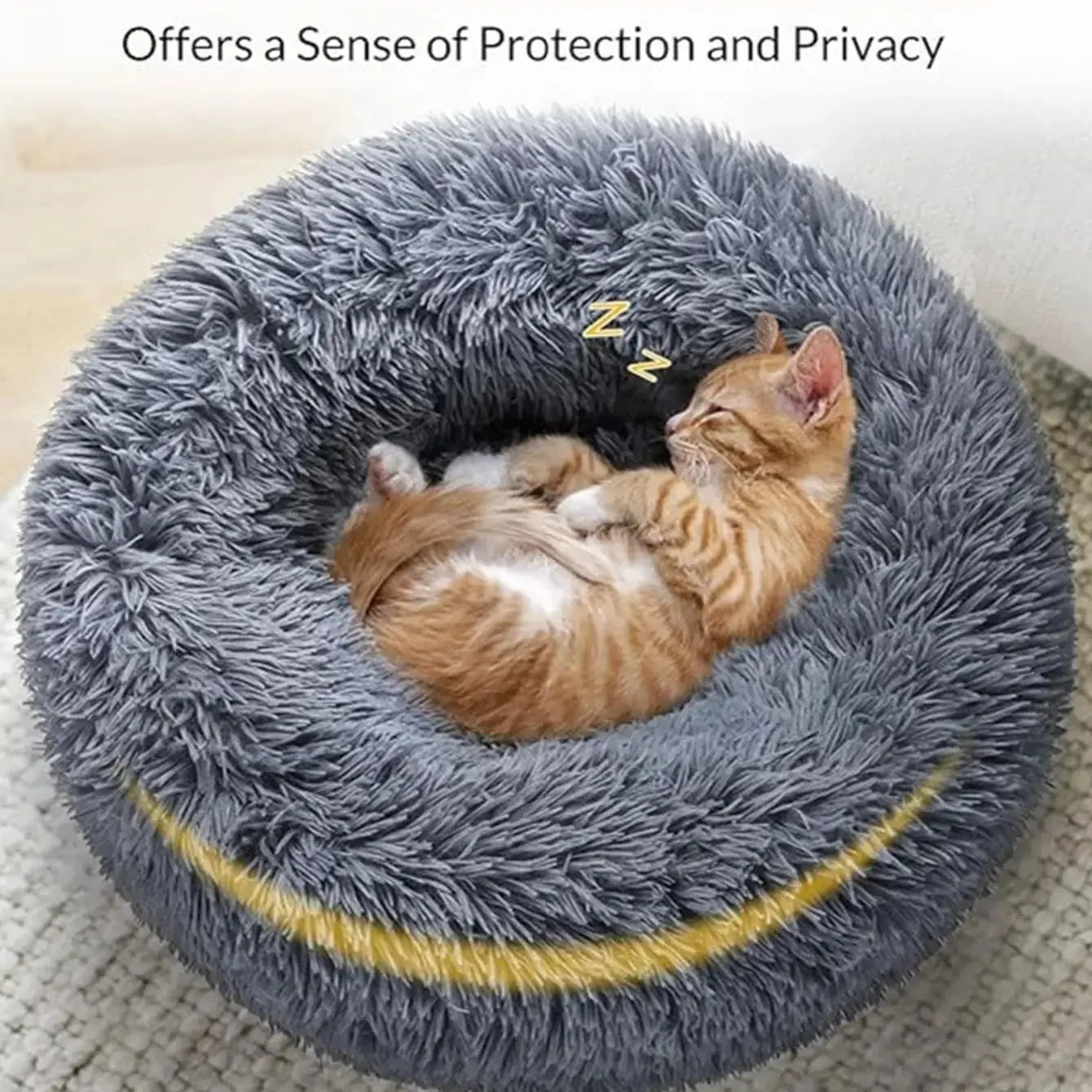 Round Plush Pet Bed – Super Soft Fleece Dog & Cat Bed, Winter Warm Sleeping