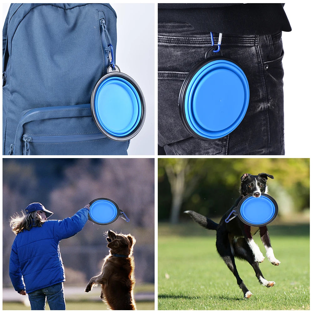 Collapsible Pet Bowl – Portable Silicone Dog & Cat Food and Water Dish with Carabiner