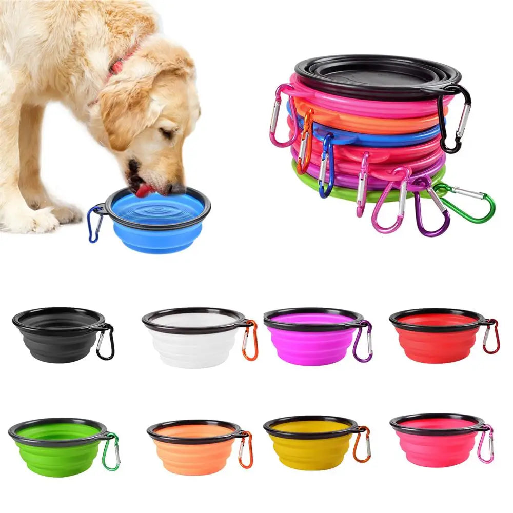 Collapsible Pet Bowl – Portable Silicone Dog & Cat Food and Water Dish with Carabiner