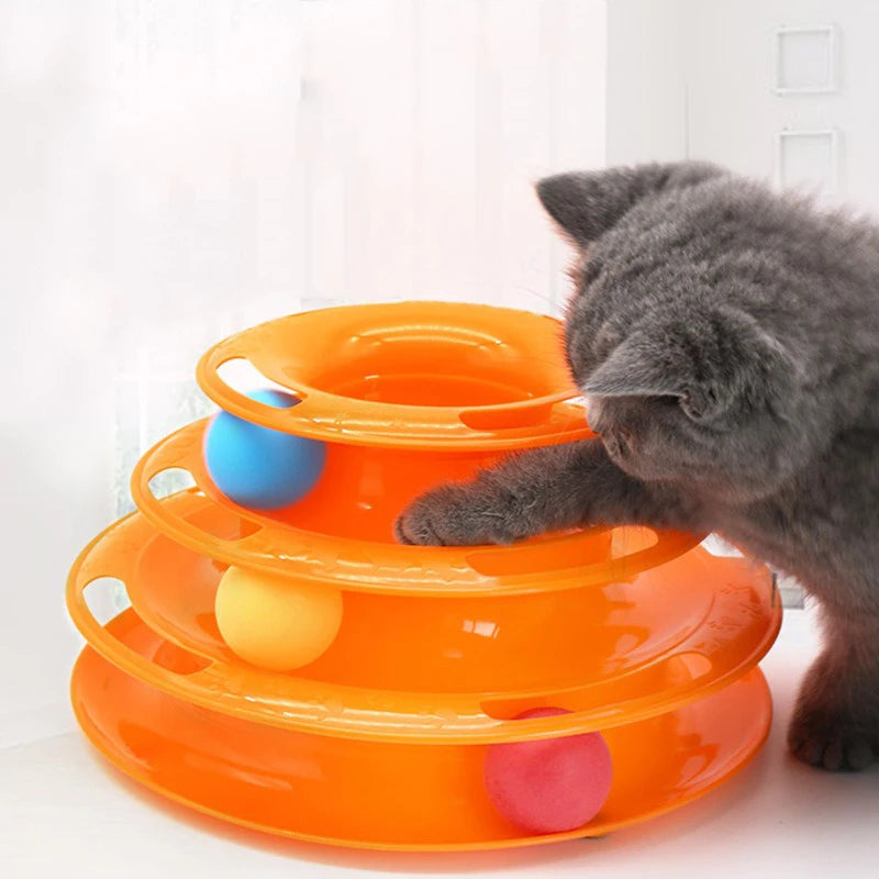 Three-Layer Cat Ball Tower – Interactive Track Toy for Kittens