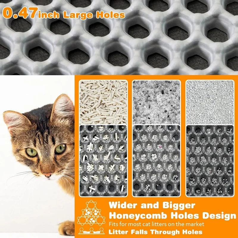Large Cat Litter Mat – Waterproof Non-Slip Double-Layer Litter Trapping Pad