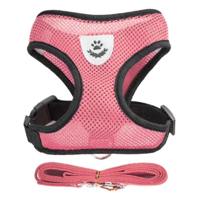 Adjustable Mesh Cat Harness Vest – Breathable Walking Leash for Small & Medium Pets