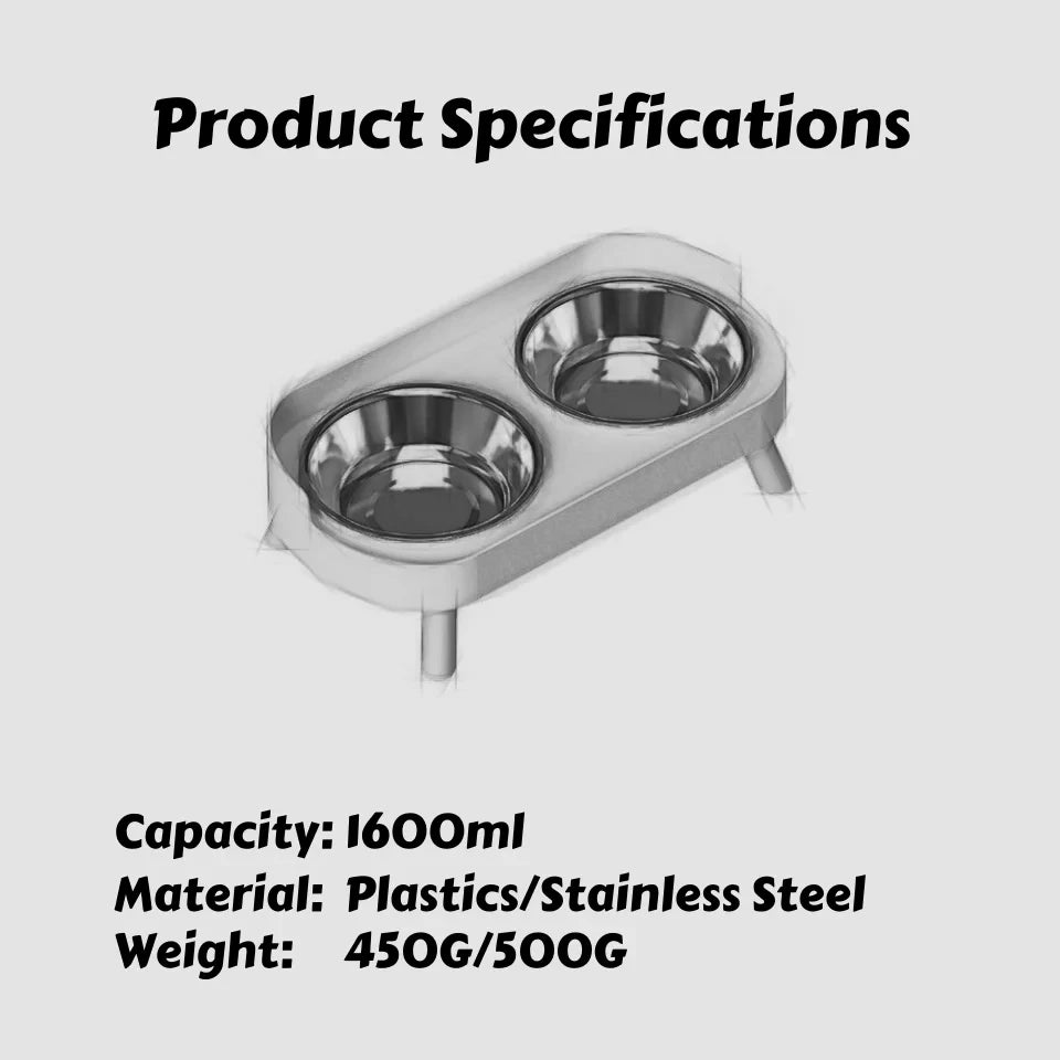 Elevated Pet Feeder – Dual Stainless Steel Bowls with Neck Support for Cats & Dogs