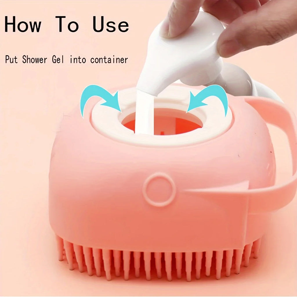 Dog & Cat Bath Brush – Silicone Massage & Shampoo Dispenser