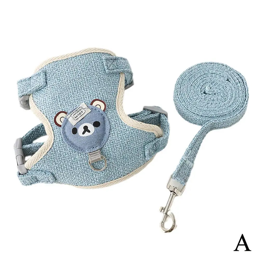 Adjustable Pet Harness & Leash – Breathable Vest for Small Dogs & Cats