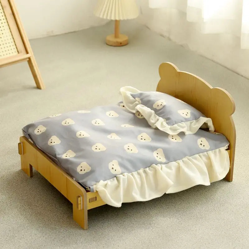 Wooden Cat Bed – Removable & Washable Four-Season Cozy Pet Bed