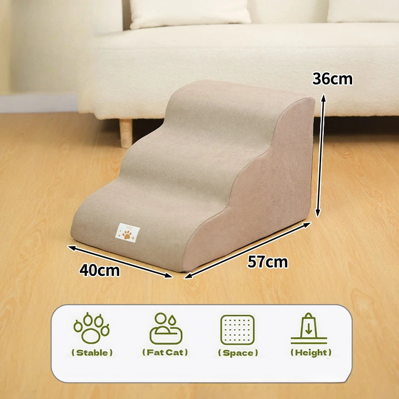 Memory Foam Pet Ramp – 2/3 Step Stair for Dogs & Cats, Removable & Washable