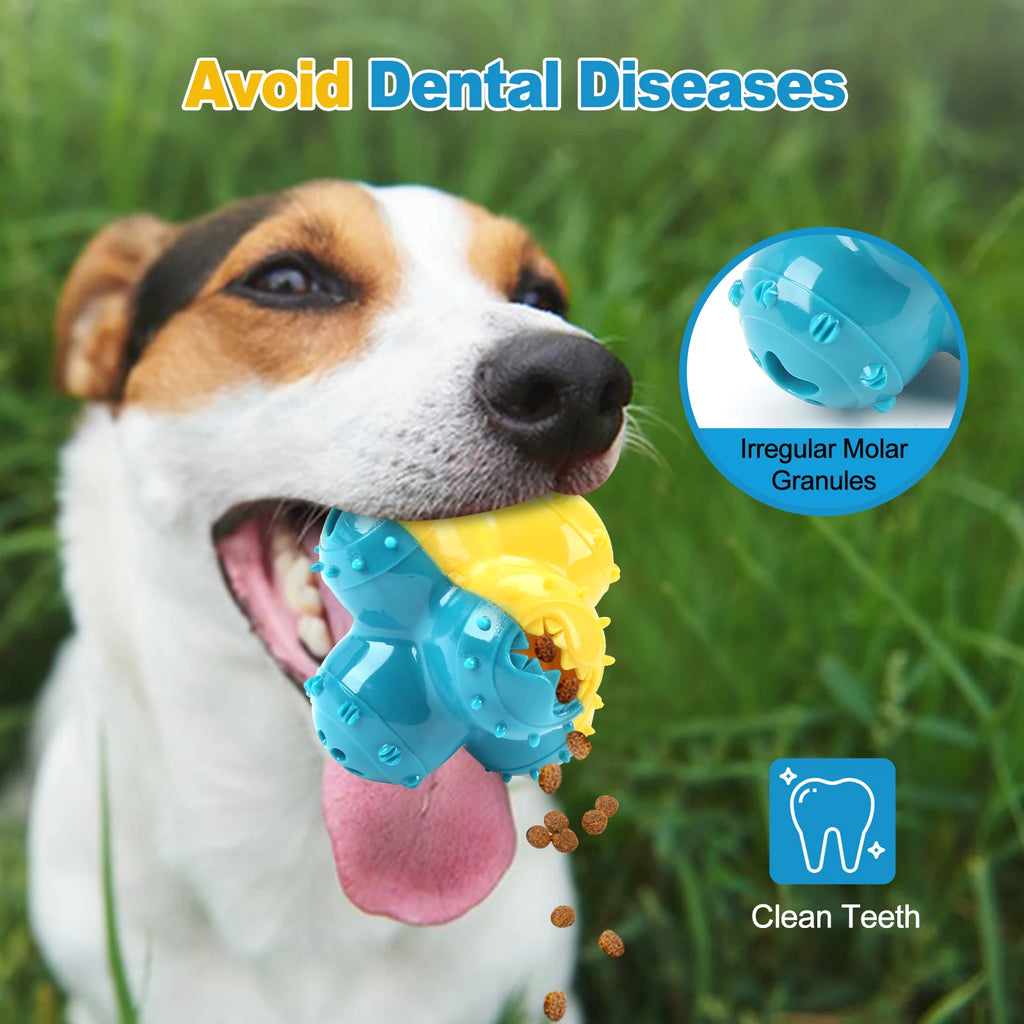 Interactive Dog Chew Toy Ball | Teeth-Cleaning, Sound & Treat Dispenser for Dogs
