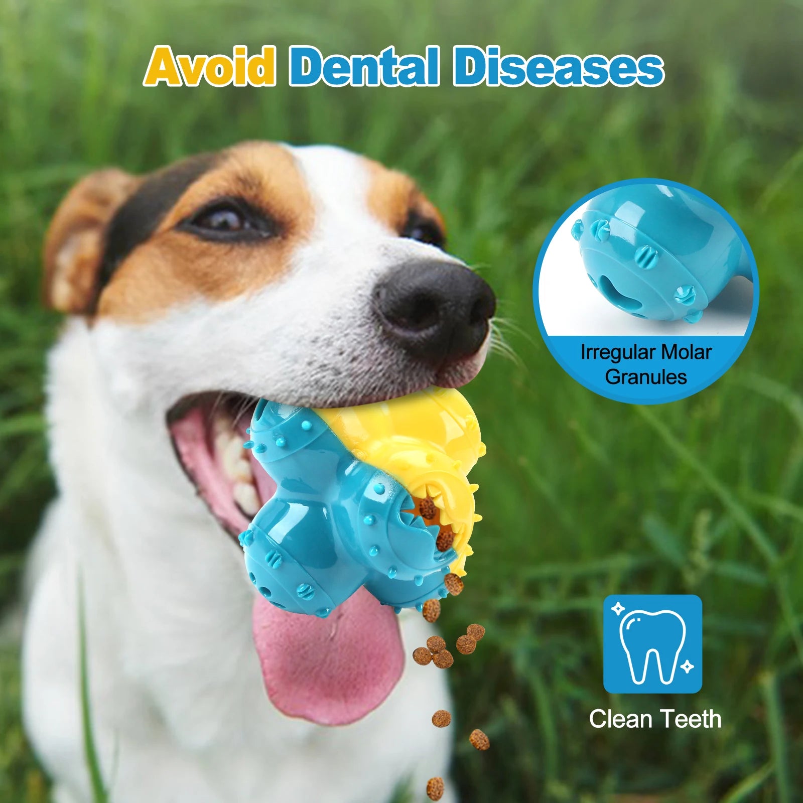 Interactive Dog Chew Toy Ball | Teeth-Cleaning, Sound & Treat Dispenser for Dogs