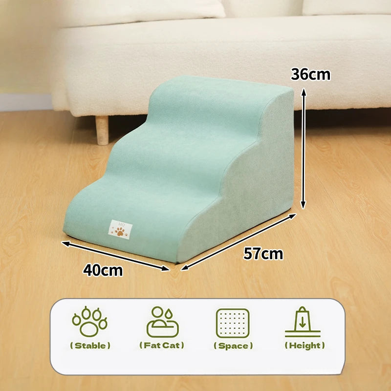 Memory Foam Pet Ramp – 2/3 Step Stair for Dogs & Cats, Removable & Washable