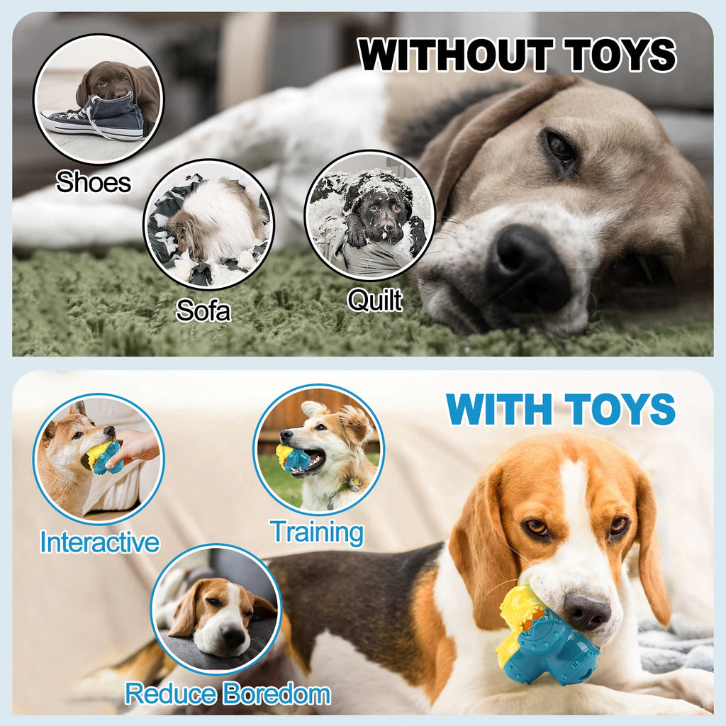 Interactive Dog Chew Toy Ball | Teeth-Cleaning, Sound & Treat Dispenser for Dogs