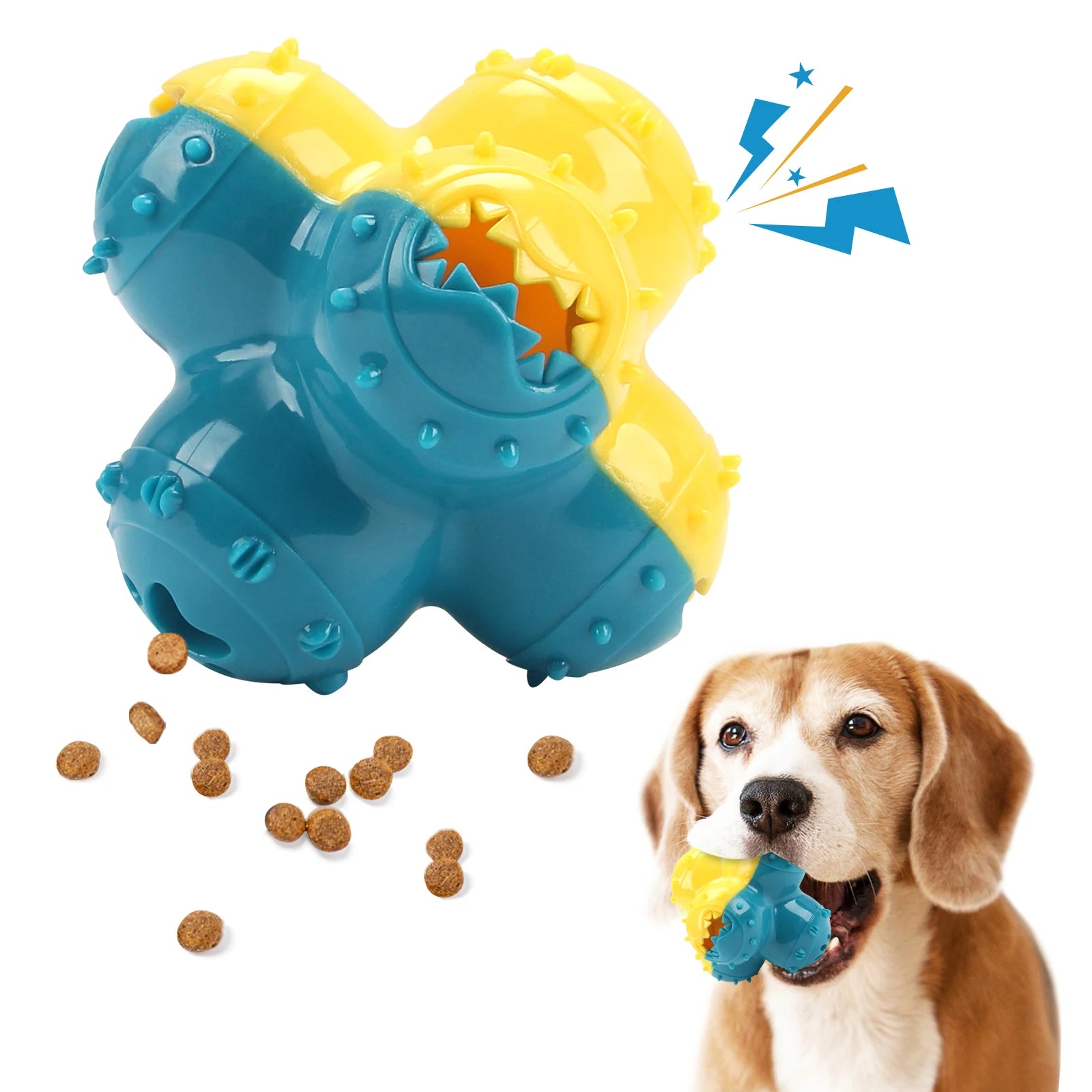 Interactive Dog Chew Toy Ball | Teeth-Cleaning, Sound & Treat Dispenser for Dogs