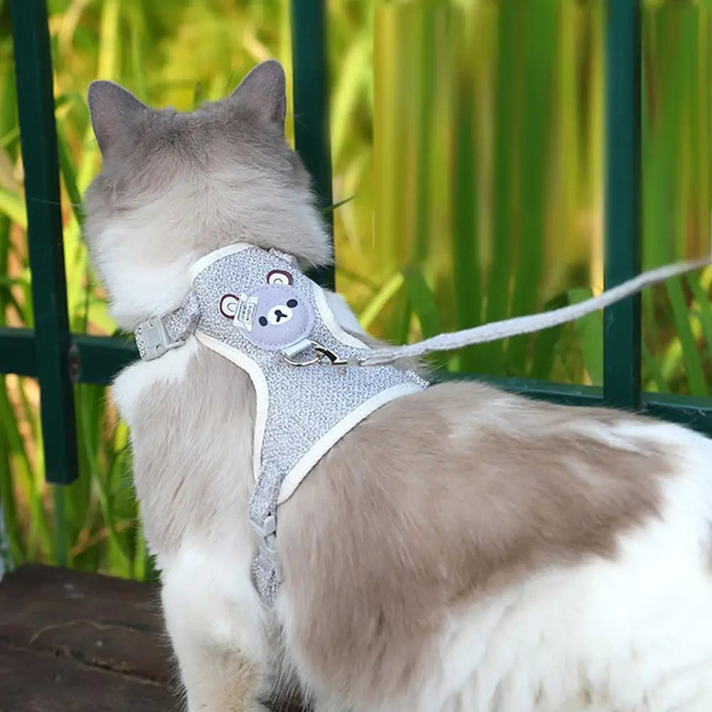 Adjustable Pet Harness & Leash – Breathable Vest for Small Dogs & Cats