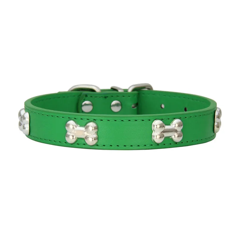 Durable Bone Leather Dog Collars – Adjustable Puppy & Small Dog Accessories