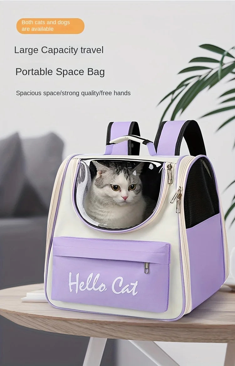 Windproof Cat & Small Dog Backpack – Outdoor Travel Carrier with Cushion