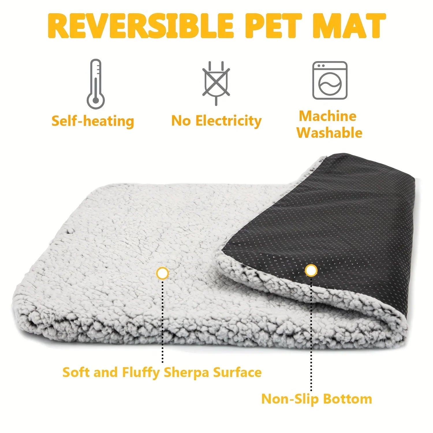 Self-Heating Pet Pad Blanket | No-Electric Thermal Mat for Dogs & Cats