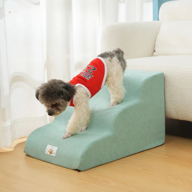 Memory Foam Pet Ramp – 2/3 Step Stair for Dogs & Cats, Removable & Washable