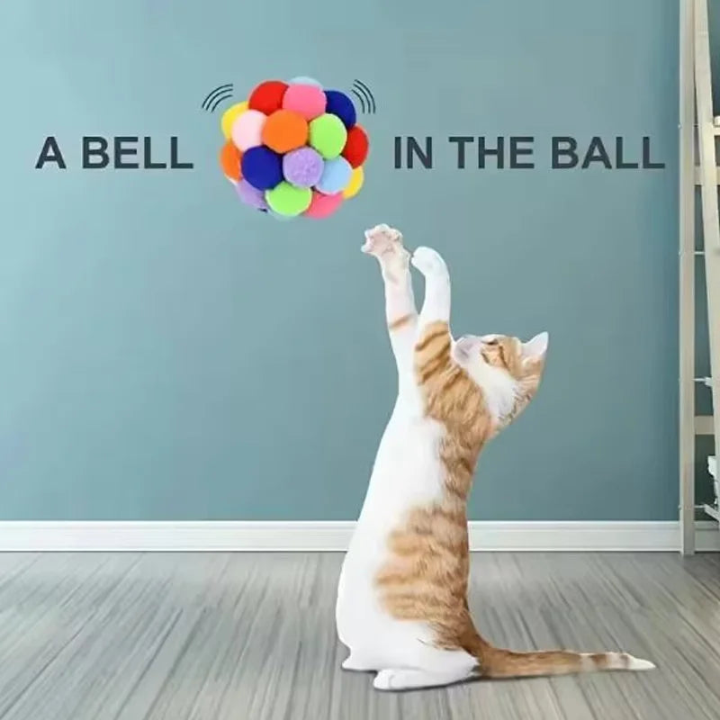Interactive Cat Plush Ball – Colorful Bouncy Toy for Self-Play & Entertainment