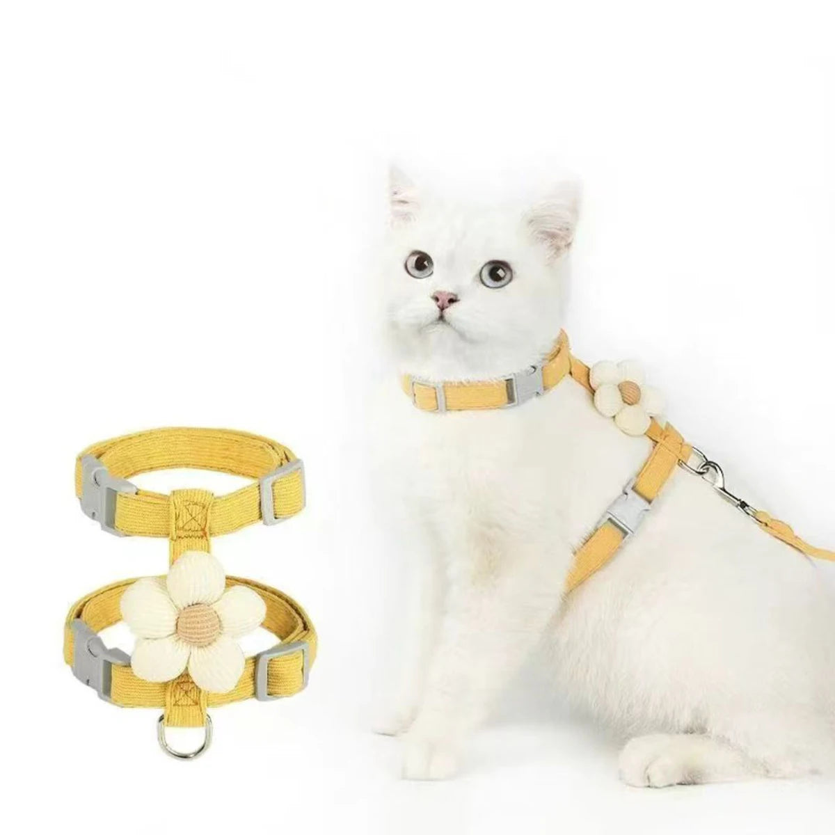 Adjustable Cat Harness & Leash Set – Breathable Pet Walking Strap for Small Cats & Dogs