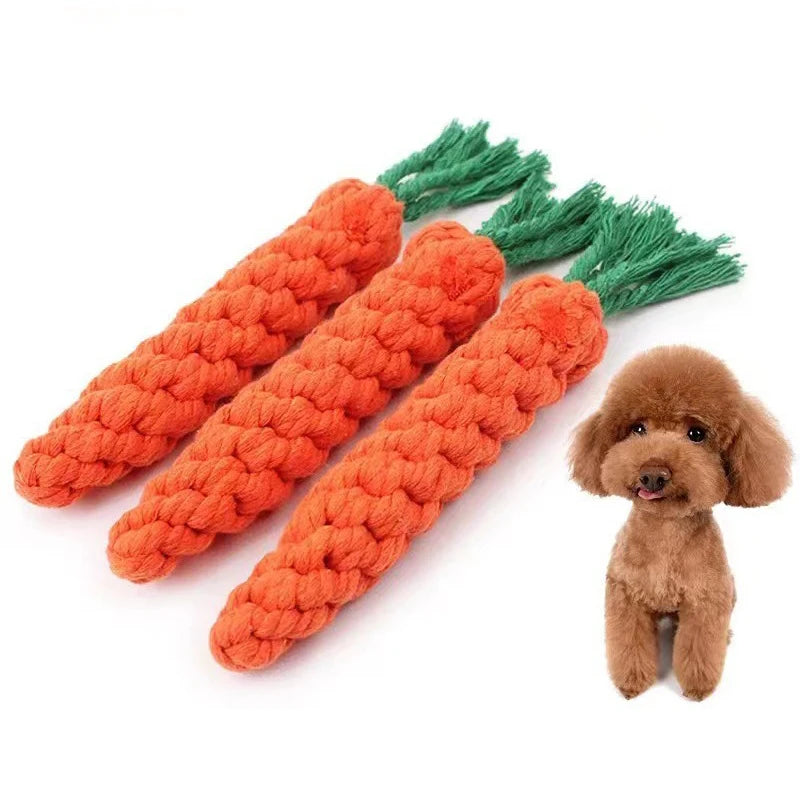 Cotton Rope Carrot Dog Toy – Durable Chew & Bite-Resistant Puppy Toy
