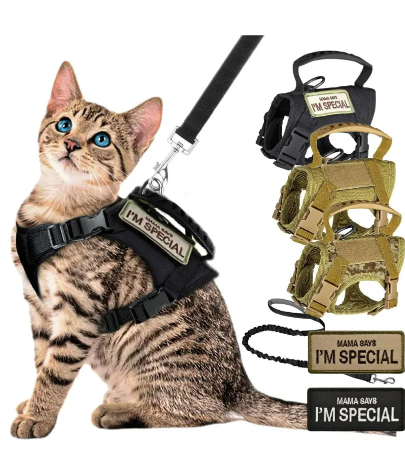 Tactical Cat & Dog Harness – Adjustable Vest with Handle for Training & Walking